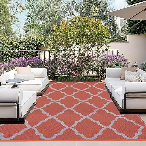 OutdoorLines Outdoor Plastic Area Rug 4x6 ft (Moroccan/Orange)