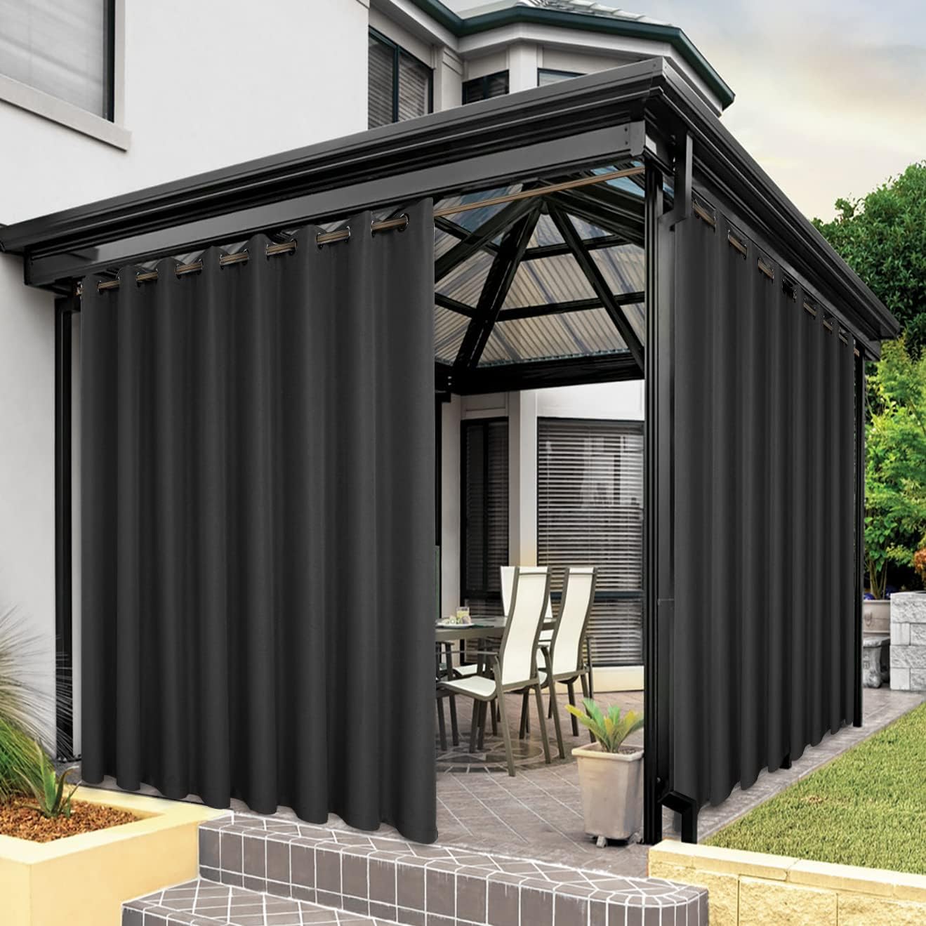 BONZER Waterproof Outdoor Curtains 150W x 84L