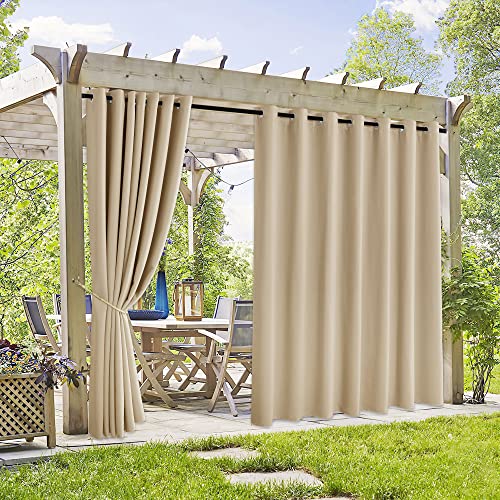RYB HOME Extra Wide Outdoor Curtains (Biscotti Beige)