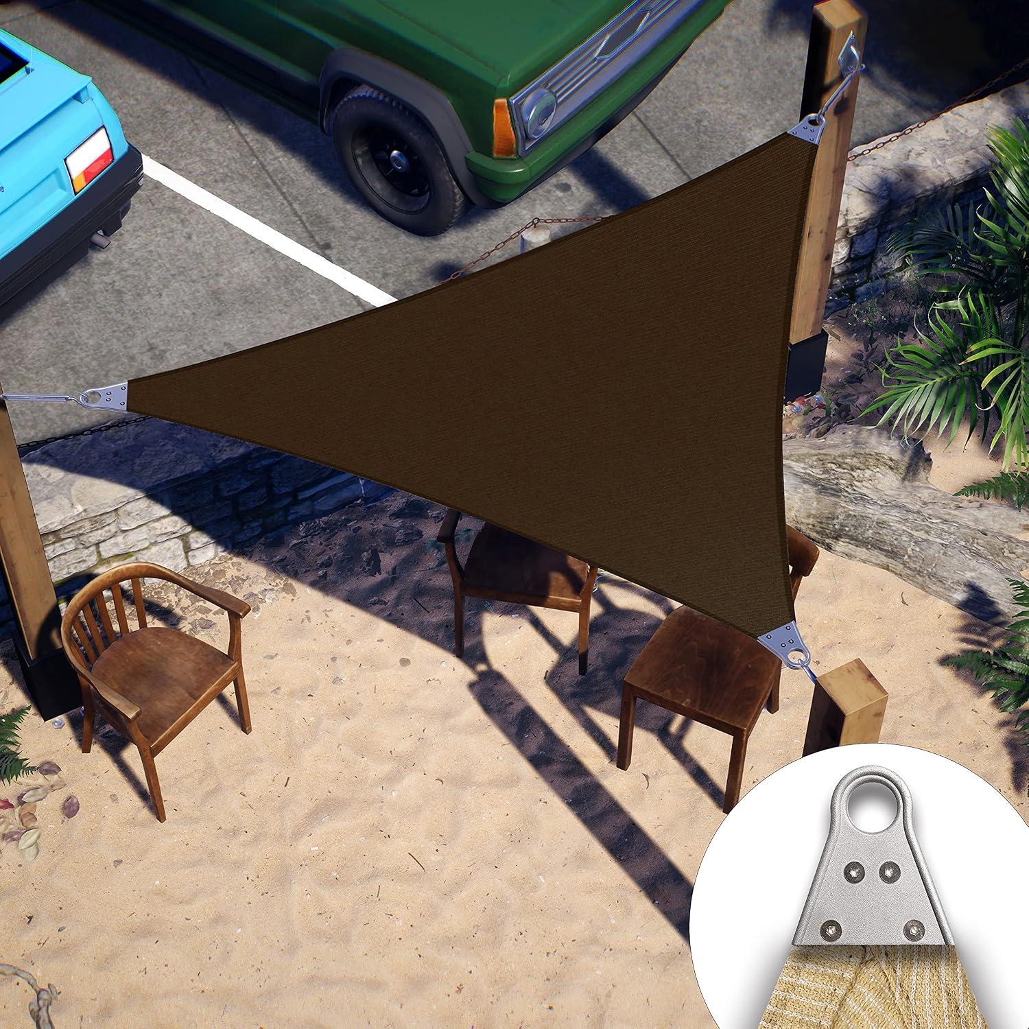 ColourTree Super Ring 18' x 34' x 38.48' Brown Right Triangle Customized Size Sun Shade Sail,Commercial Grade Canopy, Reinforced Corners & Edges, 260 GSM Fabric Heavy Duty -3 Years Warranty