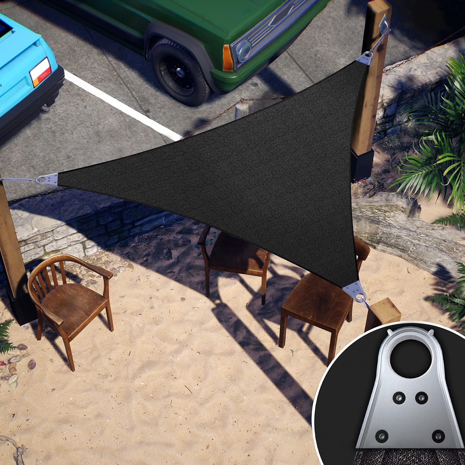 ColourTree Super Ring 23' x 30' x 37.81' Black Right Triangle Customized Size Sun Shade Sail,Commercial Grade Canopy, Reinforced Corners & Edges, 260 GSM Fabric Heavy Duty -3 Years Warranty