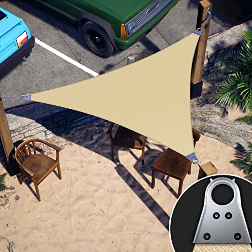 ColourTree Super Ring 20' x 21' x 29' Beige Right Triangle Customized Size Sun Shade Sail,Commercial Grade Canopy, Reinforced Corners & Edges, 260 GSM Fabric Heavy Duty -3 Years Warranty
