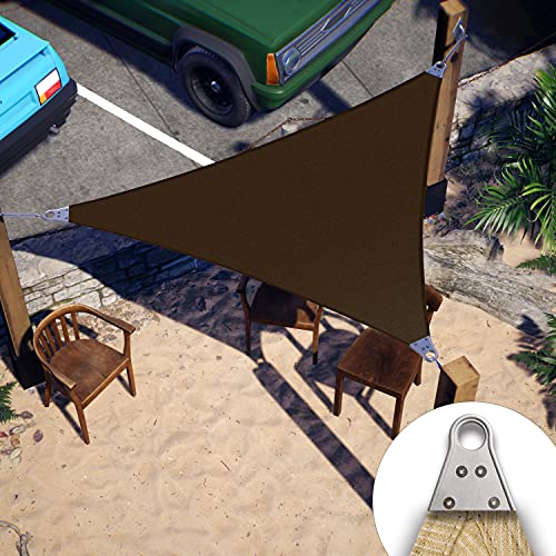 ColourTree Super Ring 13' x 26' x 29.07' Brown Right Triangle Customized Size Sun Shade Sail,Commercial Grade Canopy, Reinforced Corners & Edges, 260 GSM Fabric Heavy Duty -3 Years Warranty
