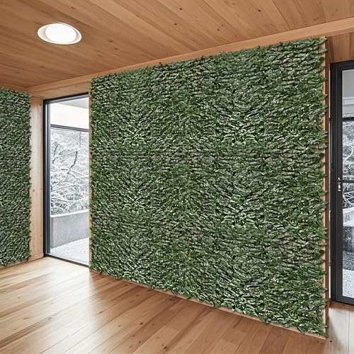 Patio Paradise Artificial Faux Dark Larual Leaf Fence Screen Roll 58 inch x 196 inch 2 Pcs Artificial Leaf Vine Hedge Outdoor Decor-Garden Backyard Decoration Panels Fence Cover