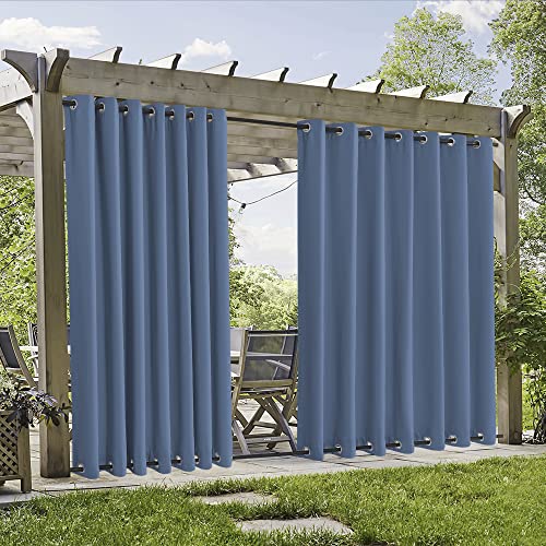 RYB HOME 2 Panels Windproof Outdoor Curtains (Stone Blue)