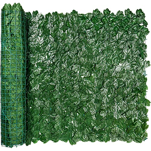 iCover Artificial Ivy Privacy Screen for Fence, 39x157in Strengthened Joint Prevent Leaves Falling Off, Faux Hedge Panels Greenery Vines, Decorative Fences for Outdoor Garden