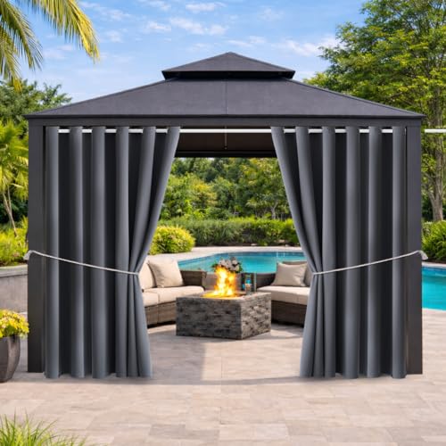 Outdoor Indoor Curtains W84 x L108 for Patio - Weather-resistant Window Panels Privacy Protect Grommet Top Thermal Insulated Home Curtain for Porch Pergola Lawn Garden Hot Tub Area (Gray, 2 Panels)