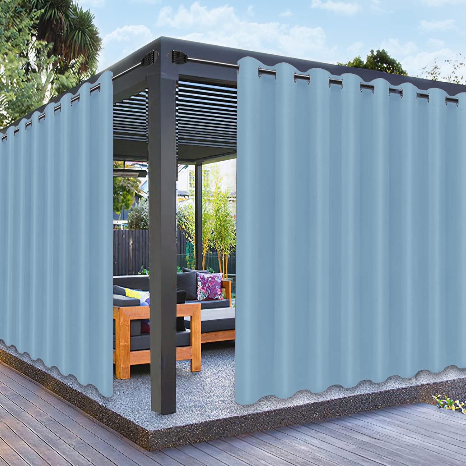 PureFit Outdoor Curtain 120W x 108L, Sky Blue