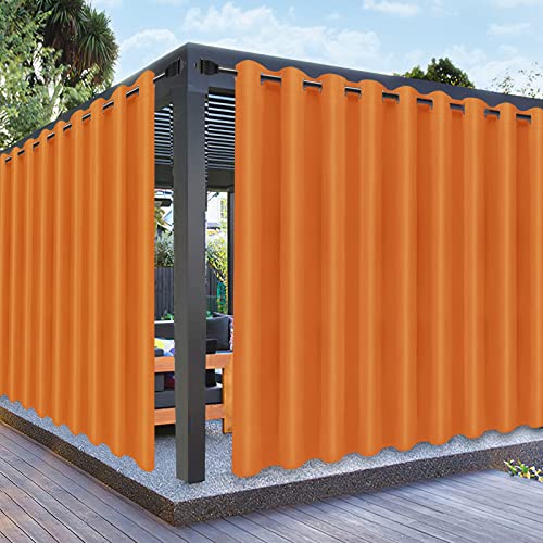 PureFit Outdoor Curtains for Patio Waterproof Weatherproof, UV and Fade Resistant Outside Curtains for Gazebo, Front Porch, Pergola, Sun Blocking Privacy Curtain, 150W x 95L inch, 1 Panel, Orange