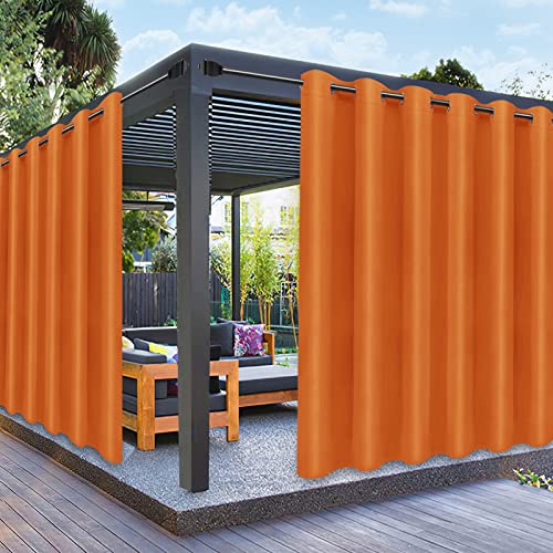 PureFit Outdoor Curtains for Patio Waterproof Weatherproof, UV and Fade Resistant Outside Curtains for Gazebo, Front Porch, Pergola, Sun Blocking Privacy Curtain, 100W x 108L inch, 1 Panel, Orange