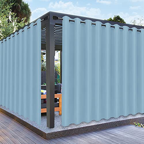 PureFit Outdoor Curtains for Patio Waterproof Weatherproof, UV and Fade Resistant Outside Curtains for Gazebo, Front Porch, Pergola, Sun Blocking Privacy Curtain, 150W x 95L inch, 1 Panel, Sky Blue