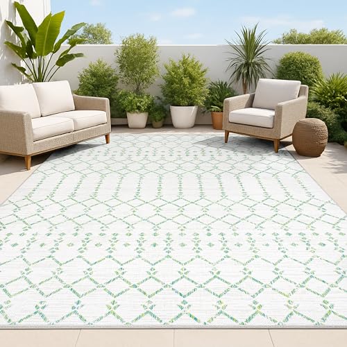 JONATHAN Y Moroccan Geometric 9X12 (Green/Ivory)