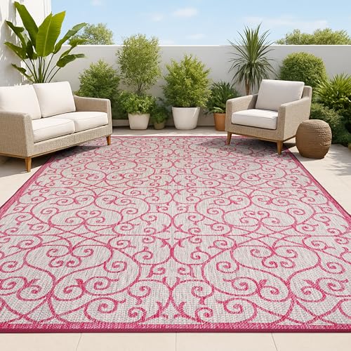 JONATHAN Y Vintage Filigree 9x12 Gray/Fuchsia