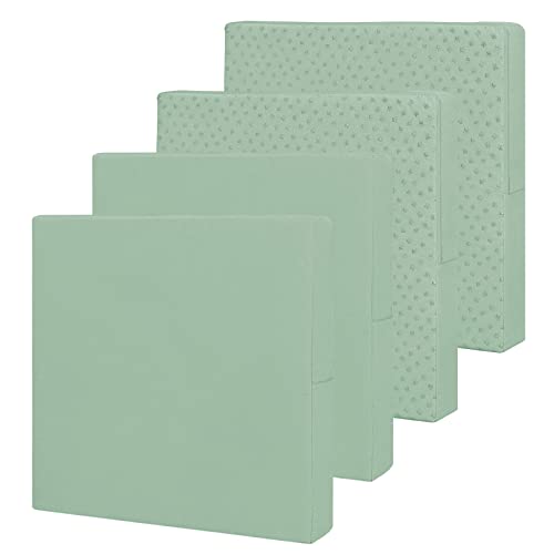 Easy-Going Waterproof Patio Cushion Covers 24x22x4 inch 4 Pack Replacement Non-Slip Outdoor Seat Cushion Slipcover with Zipper. Greyish Green