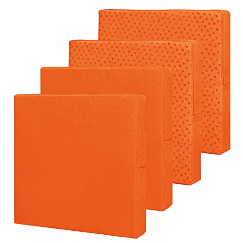 Easy-Going Waterproof Patio Cushion Covers 24x24x4 inch 4 Pack Replacement Non-Slip Outdoor Seat Cushion Slipcover with Zipper. Orange