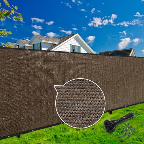 KANAGAWA 5ft x 25ft Privacy Screen Fence, 90% Blockage Heavy Duty 175 GSM Fencing Mesh Net Cover for Outdoor Wall Garden Yard Backyard 40 Cable Zip Ties Included Brown