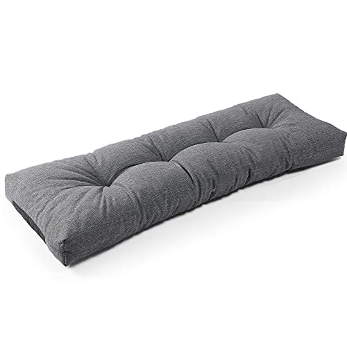 SUNROX LokGrip Non Slip Tufted Memory Foam Bench Cushion, FadeShield Water Resistant Durable Thicken Outdoor/Indoor Bench Seat Pads 51x16x4 inch, Heather Charcoal