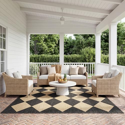 nuLOOM 4' x 6' Outdoor Performance Area Rug, Stain Resistant, Weather Resistant, High Traffic, Patio, Balcony, Outside, Sabina Dark Grey