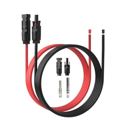 Solar Panel Extension Cable-1Pair 10WAG 30FT Solar Extension Cable Black&Red with Male/Female Connectors Solar Panel PV Cable Wire with Extra Pair of Connectors Solar Panel Adaptor Kit
