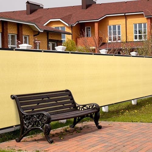 SPORTYOUTH 3ft x 50ft Fence Privacy Screen, Heavy Duty 150 GSM Fencing Mesh Shade Cover Windscreen for Outdoor Wall Deck Garden Backyard Porch, with Brass Grommets & Cable Zip Ties - Beige