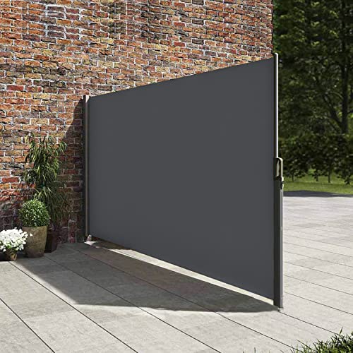 138" x 63" Retractable Side Awning,Waterproof & UV-Resistant,Folding Privacy Screen Room Divider Roll Up Balcony(Grey)