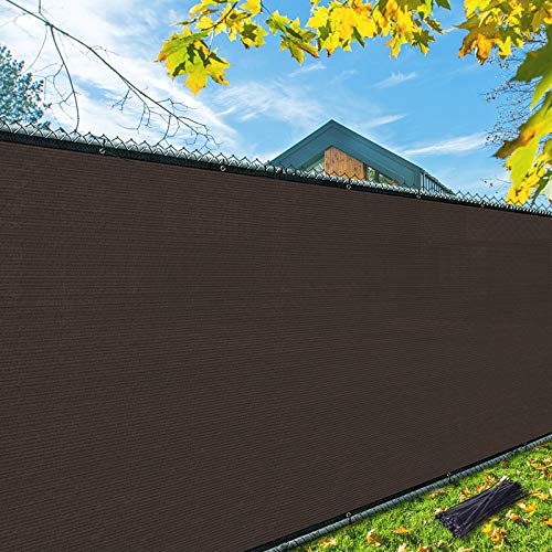 iCover 6x50ft Privacy Screen Fence, Outdoor Fencing Panels, Garden Windscreen Mesh Shade Sail Net Barrier, Include Reinforced Bindings and Brass Grommets Cable Zip Ties, Brown