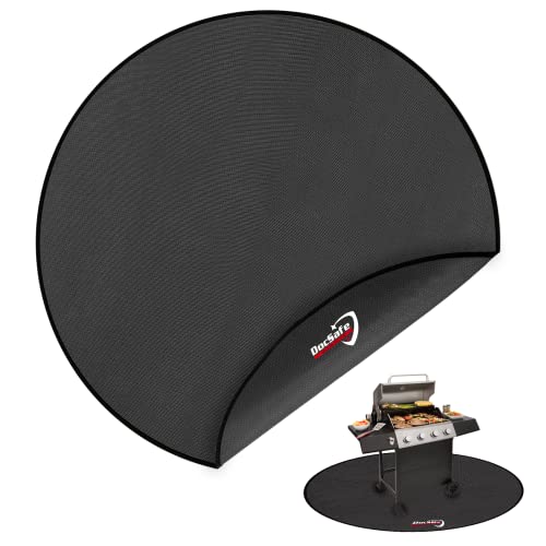DocSafe 60 x 60 inches Round Under Grill Mat,Large 4 Layers Fire Pit Mat,Fireproof Mat Heat Insulated Protector for Deck,Patio,Grass,Smoker,BBQ,Reusable Oil-Proof and Waterproof Indoor Fireplace Pad