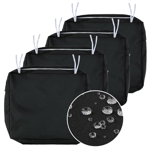 NettyPro Outdoor Cushion Slipcovers Waterproof 4 Pack Patio Chair Seat Cushion Covers with Zipper and Tie, 22 x 20 x 4 Inch, Replacement Cover Only, Black