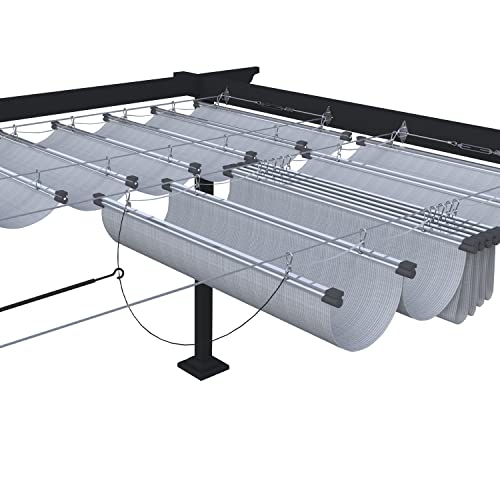 ECOOPTS 7'x16' Retractable Wave Sun Shade (Light Grey)