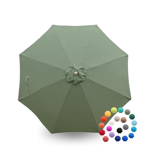 Formosa Covers - 9ft Market Patio Umbrella Replacement Canopy - 8 Ribs Top Canvas - 300D UV Protective and Water Resistant Umbrella Fabric - Premium Quality Replacement Canopy Cover ONLY (Sage Green)