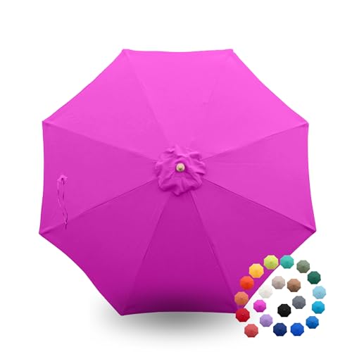 Formosa Covers - 9ft Market Patio Umbrella Replacement Canopy - 8 Ribs Top Canvas - 300D UV Protective and Water Resistant Umbrella Fabric - Premium Quality Replacement Canopy Cover ONLY (Fuchsia)
