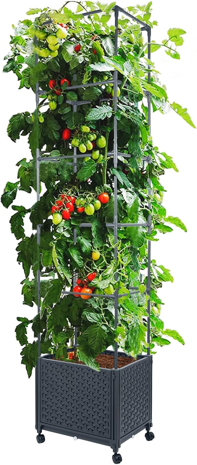 LINEX Raised Garden Bed Planter Box with Trellis, 67.6