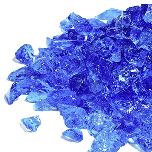 GASPRO 20 lbs Fire Glass for Propane Fire Pit, 1/2-Inch Decorative Firepit Glass Rock for Gas Fireplace, Ocean Blue