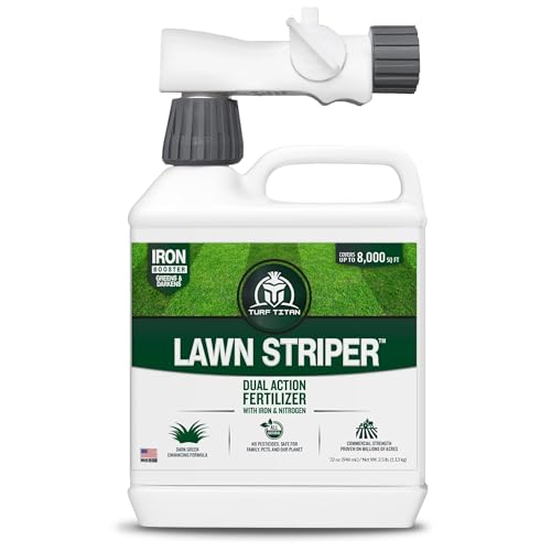 Turf Titan Lawn Striper Hose End  Iron & Nitrogen Fertilizer to Promote Dark-Green, Stripe-Defined Turfs  Kids & Pet Safe, Natural Lawn Fertilizer  Covers up to 8,000 Sq Ft