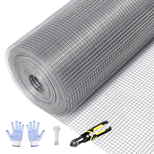 Tongmo 24" x 100' Hardware Cloth, 1inch Mesh Galvanized Chicken Wire Fence, 19 Gauge Welded Wire Roll,Garden Fence, Poultry Netting for Rabbit/Duck/Chicken Coop