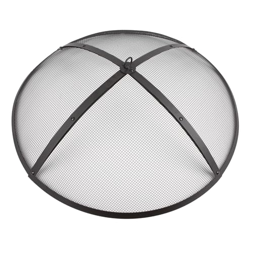 WeCooper 40Inch Round Fire Pit Spark Screen Cover,Outdoor Patio Mesh FirePit Screens,Heavy Duty Steel Domed Fire Pit Ember Guard with Handle