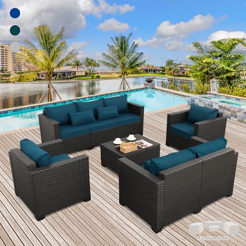 Rattaner 5‑Piece Peacock Blue Set