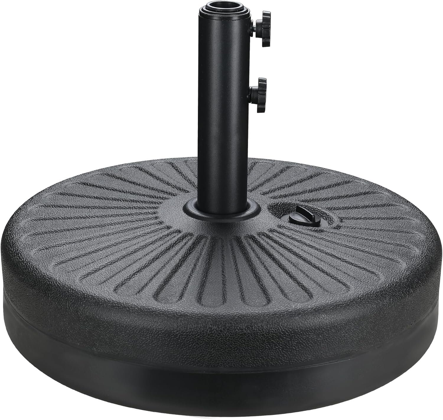 Simple Deluxe 20 Inch 50lbs Weight Capacity Heavy Duty Fillable Market Patio Umbrella Round Base Stand with Holder for Outdoor Lawn, Garden, Yard, Deck, 20inch, Black