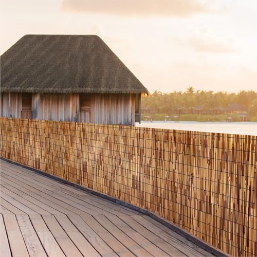 Bamboo Reed Fencing Rolls,5.5FT X 16.4FT Reed Screen Curtain Fence Covering Privacy Bamboo for Outdoor Backyard Patio Garden Decorative Fence (Brown)