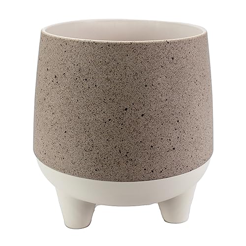 The HC Companies 10 Inch Orion Self Watering Planter - Lightweight Indoor Plastic Plant Pot for Herbs and Flowers, Greige