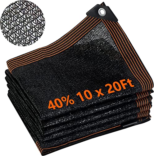 40% Shade Cloth 10 x20 FT Garden Shade Cloth Cover with Reinforced Grommets Durable Sun Shade net Heat Protection for Vegetables Plants Canopy Patio Greenhouse Chicken Coop Porch