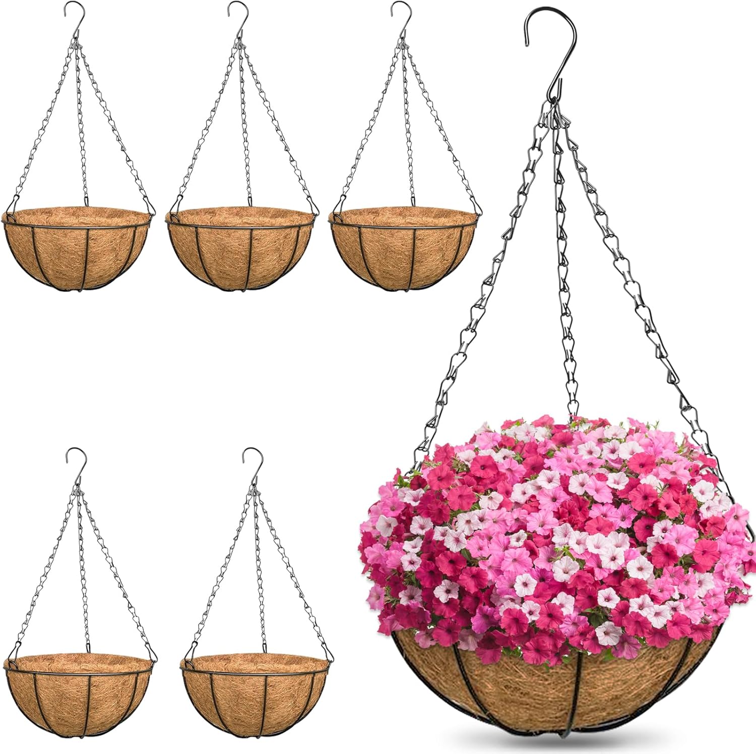 ZeeDix 6 Pack 14 Inch Metal Hanging Basket