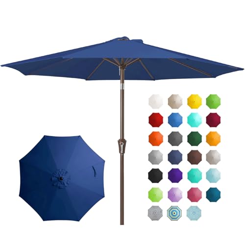 JEAREY 9FT Outdoor Patio Umbrella (Dark Blue)