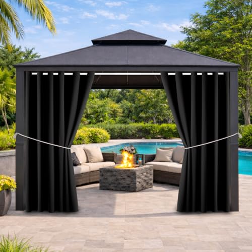 Outdoor Indoor Curtains W84 x L108 for Patio - Weather-resistant Window Panels Privacy Protect Grommet Top Thermal Insulated Home Curtain for Porch Pergola Lawn Garden Hot Tub Area (2 Panels)