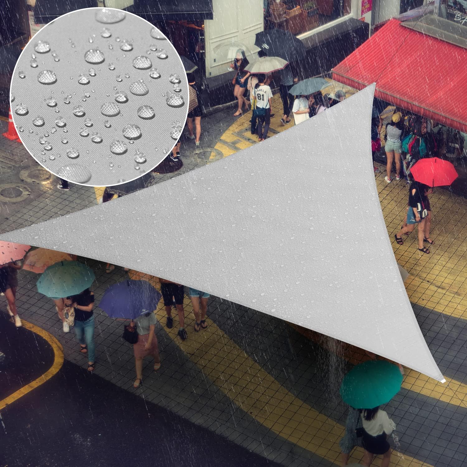 Amgo 9' x 17' x 19.2' Custom Size Gray Triangle Waterproof Sun Shade Sail Order to Make UPF50+ AMTADT16 Canopy Awning, 98% UV Blockage Water Resistant, Backyard Patio Garden (We Customize)