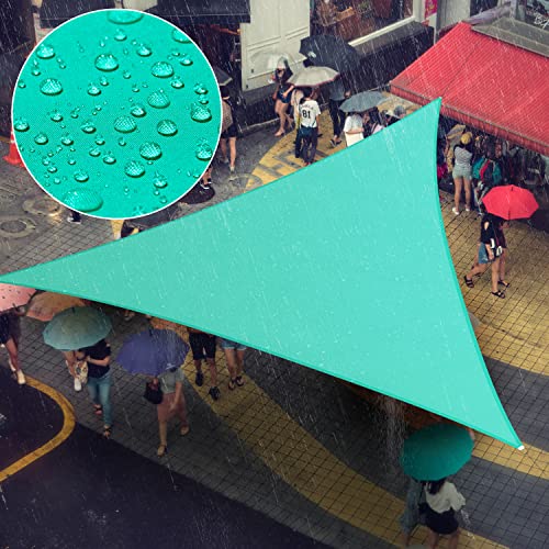 Amgo 9' x 18' x 20.1' Custom Size Turquoise Triangle Waterproof Sun Shade Sail Order to Make UPF50+ AMTADT16 Canopy Awning, 98% UV Blockage Water Resistant, Backyard Patio Garden (We Customize)