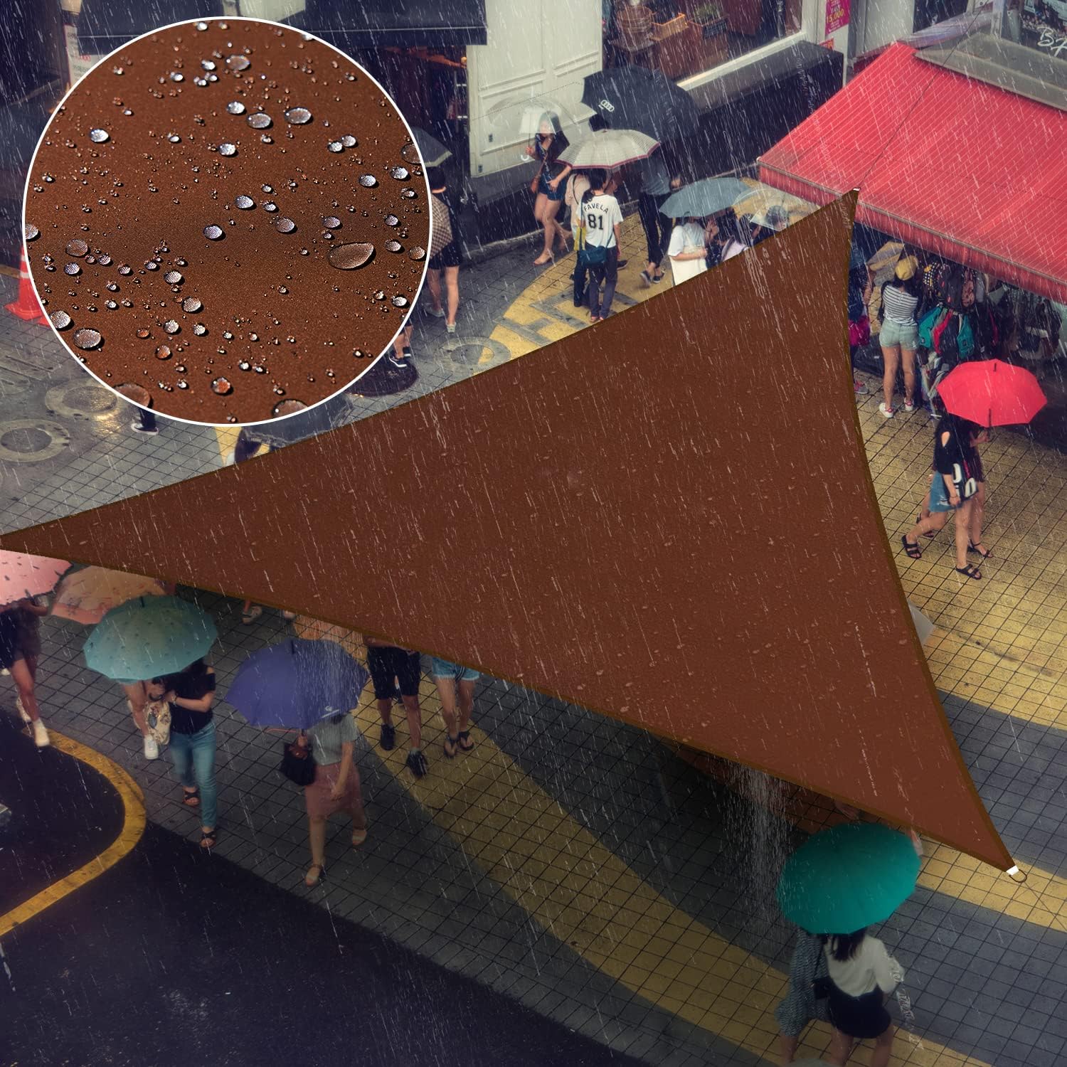 Amgo 9' x 18' x 20.1' Custom Size Brown Triangle Waterproof Sun Shade Sail Order to Make UPF50+ AMTADT16 Canopy Awning, 98% UV Blockage Water Resistant, Backyard Patio Garden (We Customize)
