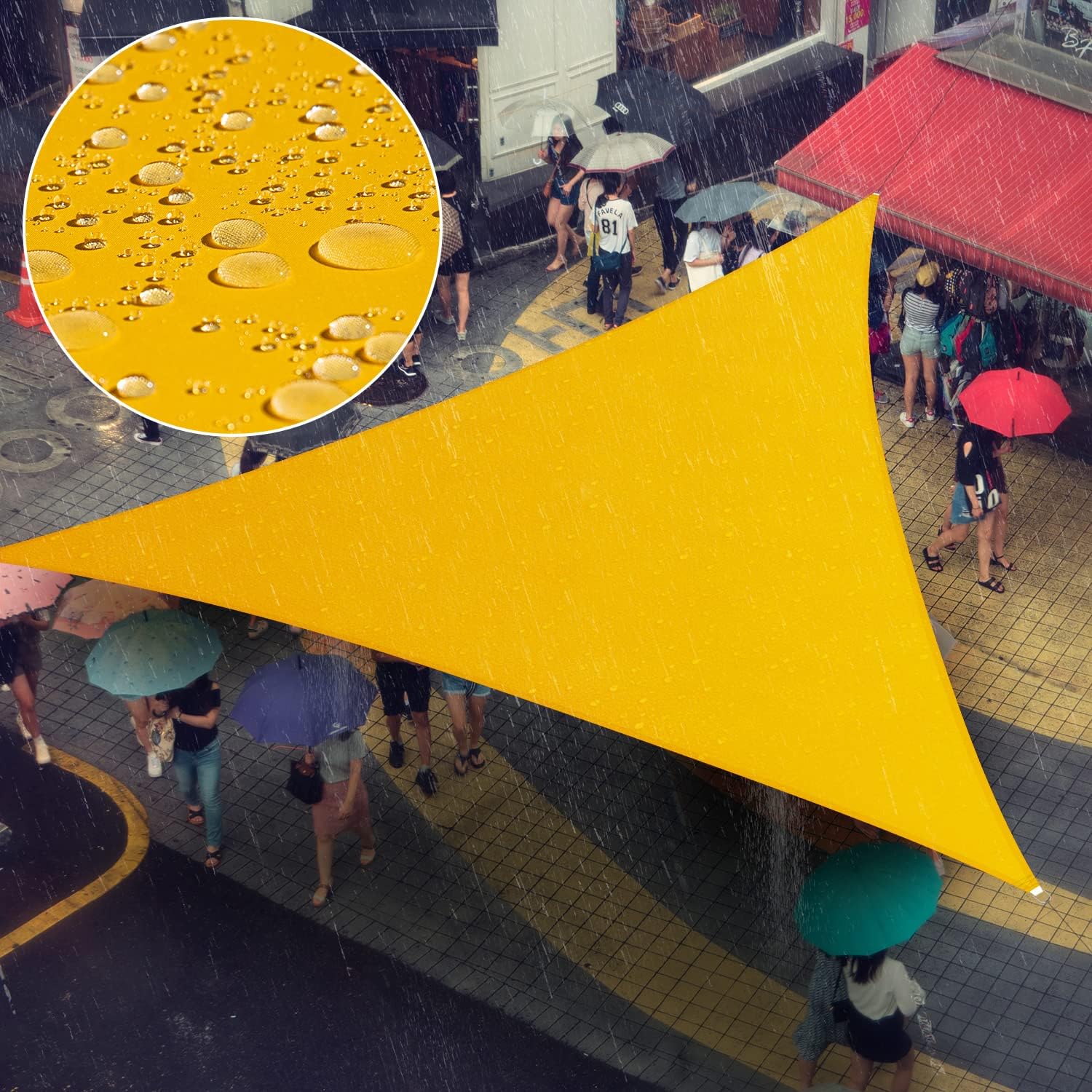 Amgo 9' x 18' x 20.1' Custom Size Yellow Triangle Waterproof Sun Shade Sail Order to Make UPF50+ AMTADT16 Canopy Awning, 98% UV Blockage Water Resistant, Backyard Patio Garden (We Customize)