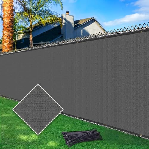 6'X50' Fence Privacy Screen Heavy Duty 170 GSM Windscreen & Dustproof Fabric Privacy Screen Covering Mesh Fencing for Outdoor Patio, Balcony, Pool Deck, Dark Grey