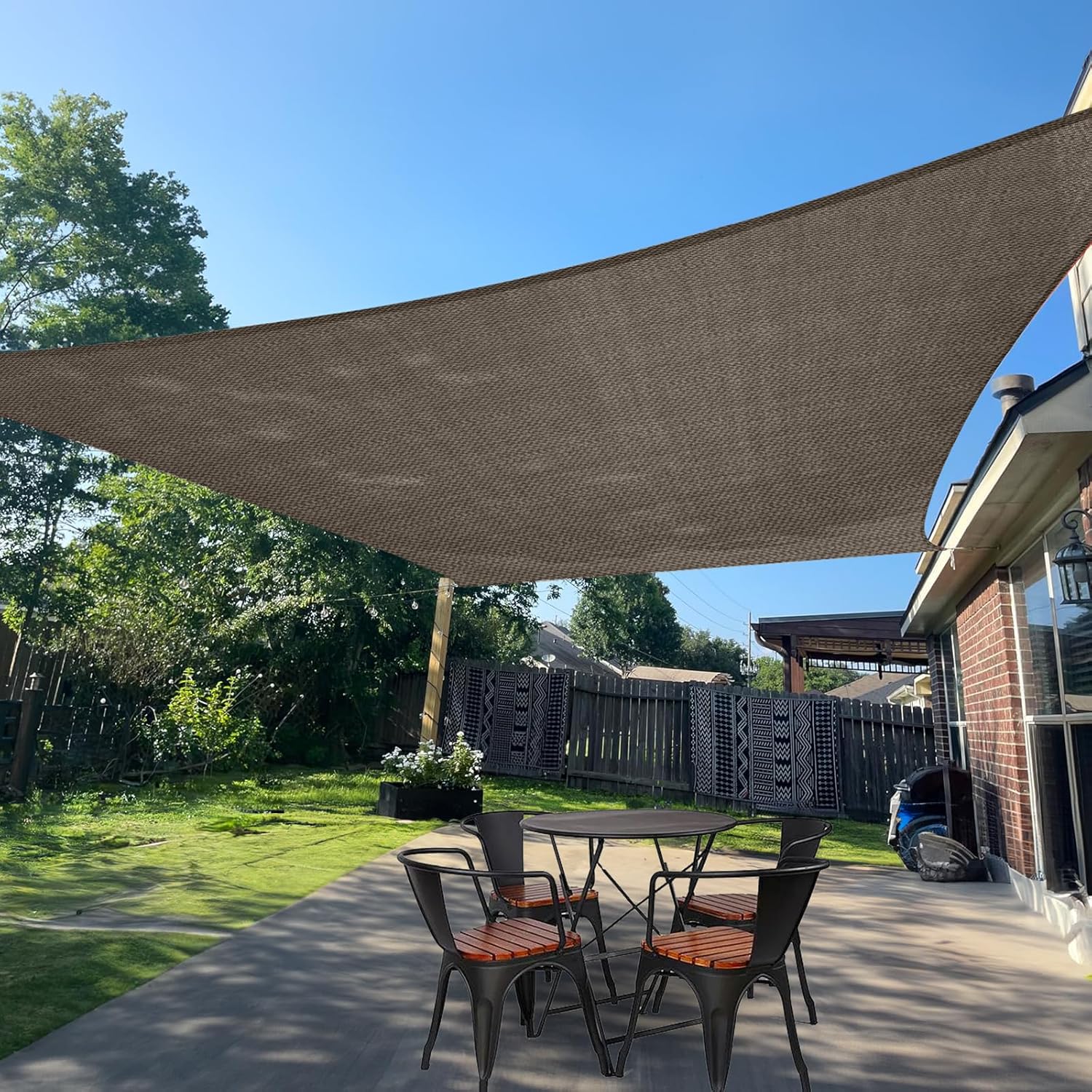 SUNLAX Sun Shade Sail 13' x 18' Brown Rectangle Canopy Sail Shade Cover UV Block Permeable Sunshade Outdoor for Patio Backyard Deck Pergola (We Make Custom Size)